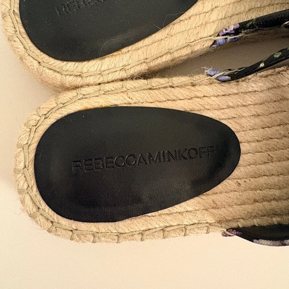 Rebecca Minkoff Jodi Floral Studded Espadrille Slide Sandals Black Multi 10.5M